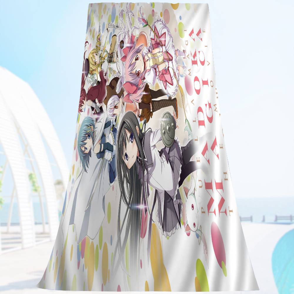 anime dark P-Puella Magi M-Madokas M-Magicas Microfiber Printed Beach Towel Mountain Climbing Beach Swimming Running Absorbent Towel