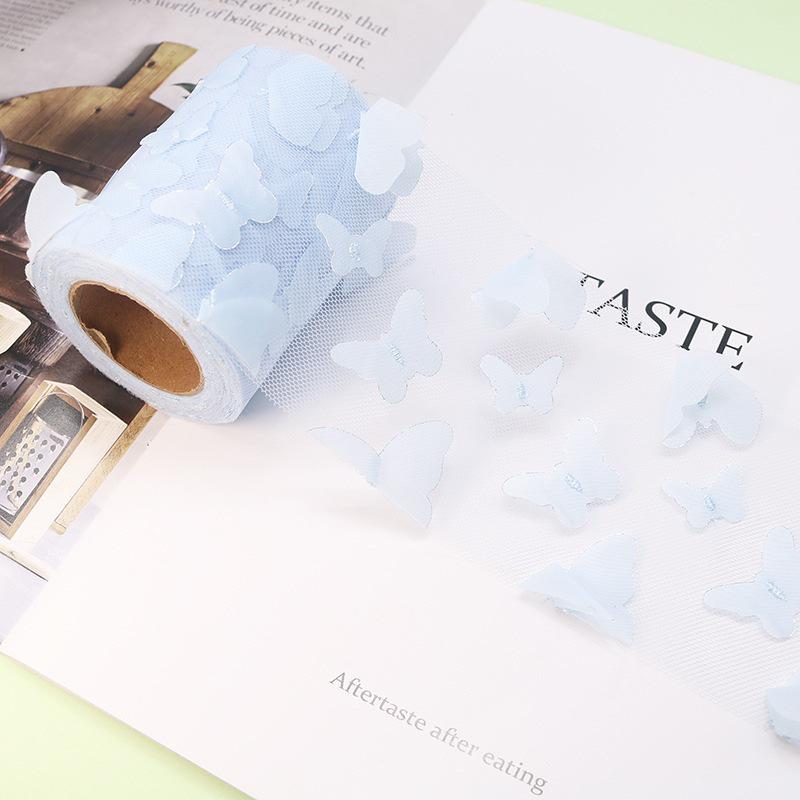 10-Yard 3D Embroidered Butterfly Tulle Ribbon for DIY Bows, Kids' Skirts, Shoe and Floral Decorations