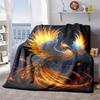 2026 New Arrivals 1pc Ultra-Soft Flannel Phoenix Throw Blanket - Majestic Phoenix In Blue, Orange, Golden & Black - All-Season Luxury Bedspread, Sofa