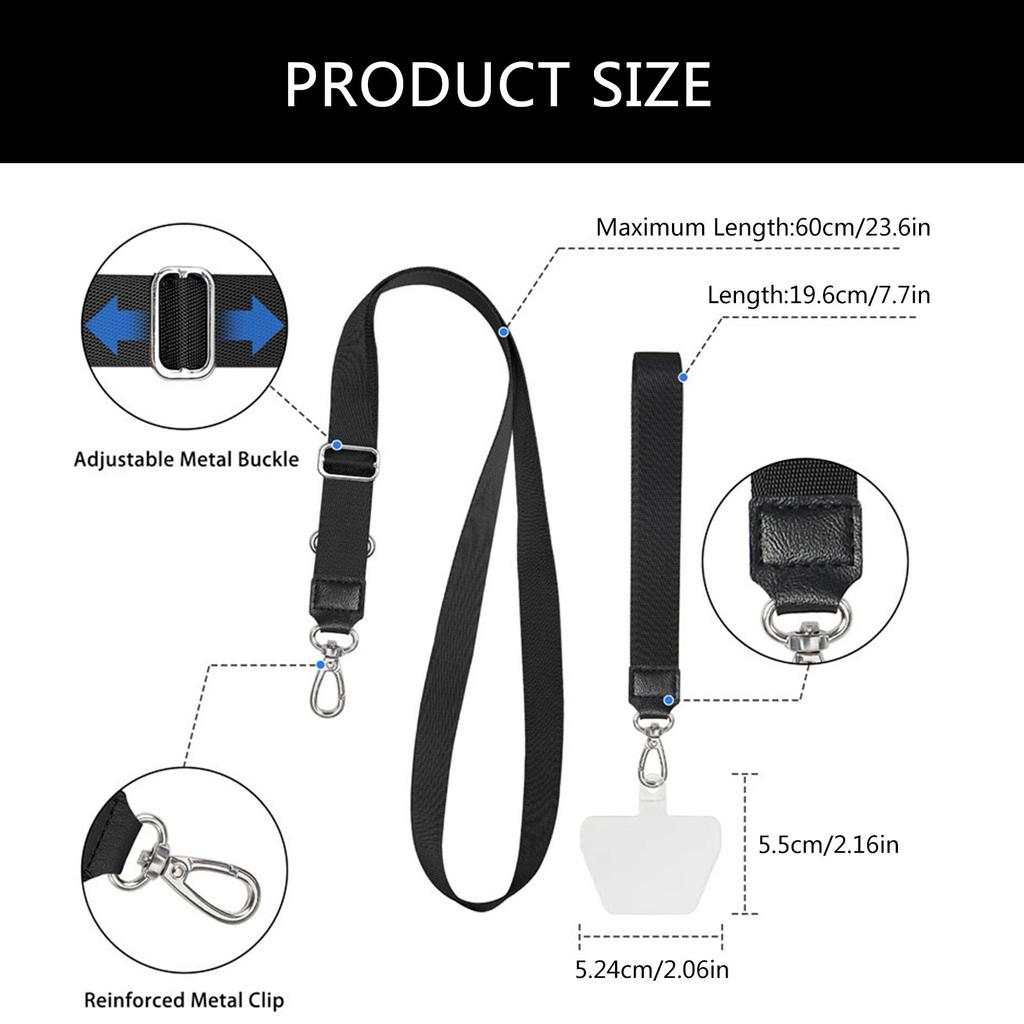 Phone Lanyard Strap for Around The Neck and Shoulder Crossbody Cellphone Lanyard Adjustable Phone Strap with Tether Tabs