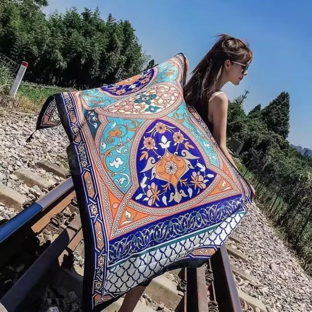 Chaka Salt Lake Great Northwest Tourism Ethnic Style Scarf Silk Scarf Women'S Summer Seaside Beach Shawl Sunscreen Thin