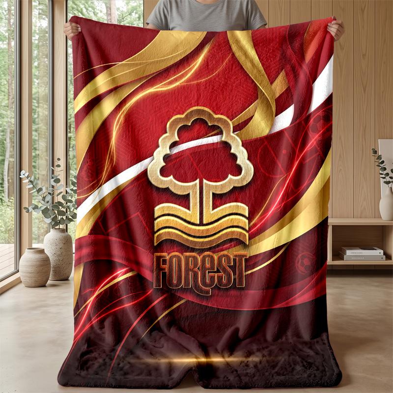 Manta de Franela con Estampado de Fútbol del Nottingham Forest, Manta Ligera Suave y Cálida para Sofá Cama Acampada
