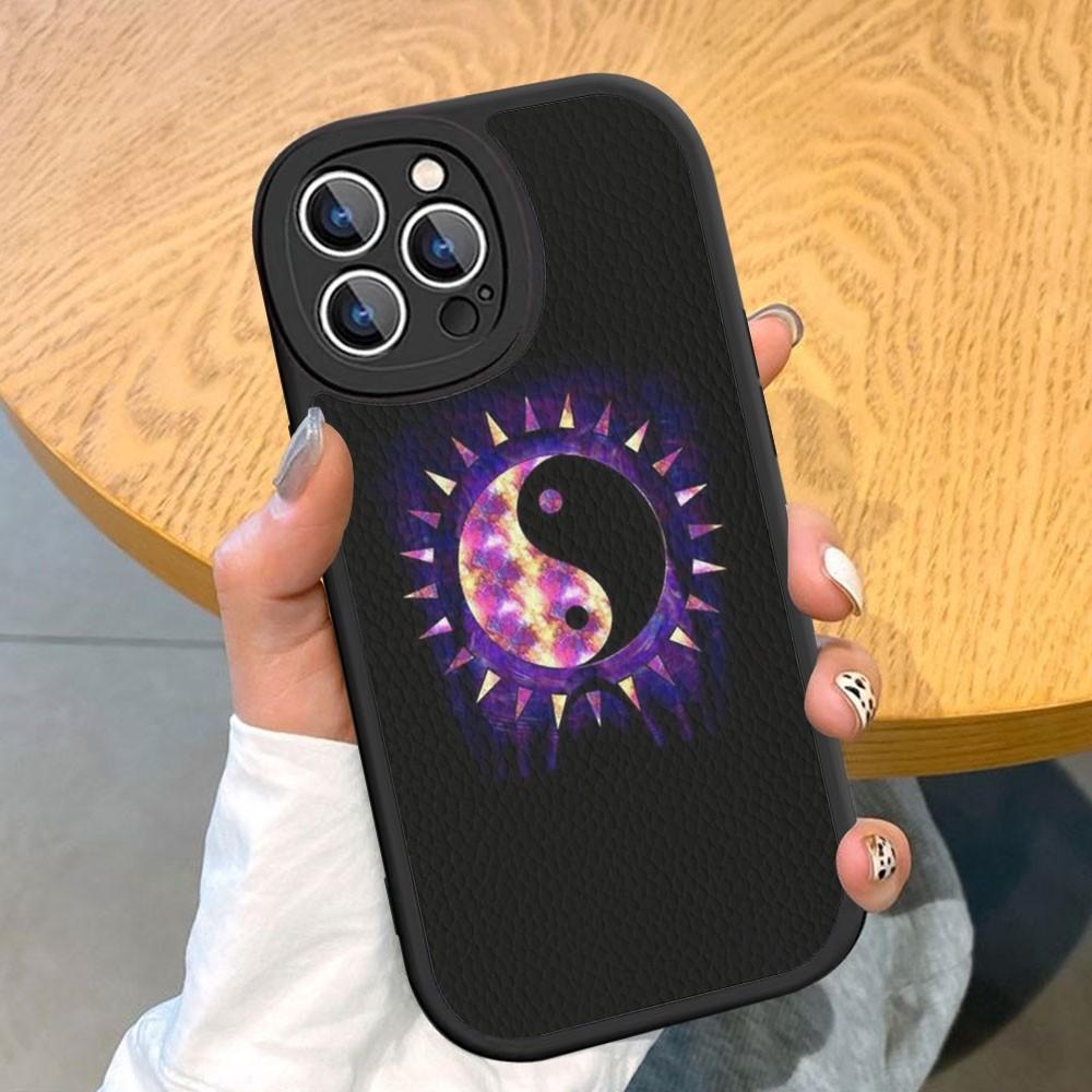 Naturalize Yin and Yang Chinese Tai Chi Pouzdro na telefon z tvrdé kůže pro iPhone 14 13 12 Mini 11 14 Pro Max Xs X Xr 7 8 Plus Fundas