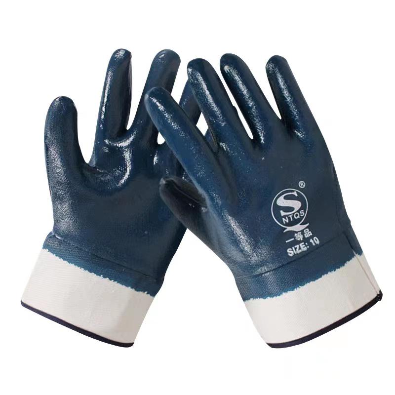 Xuan He Wear-Resistant Nitrile Rubber Blue Flocking Gloves for Cutting Protection