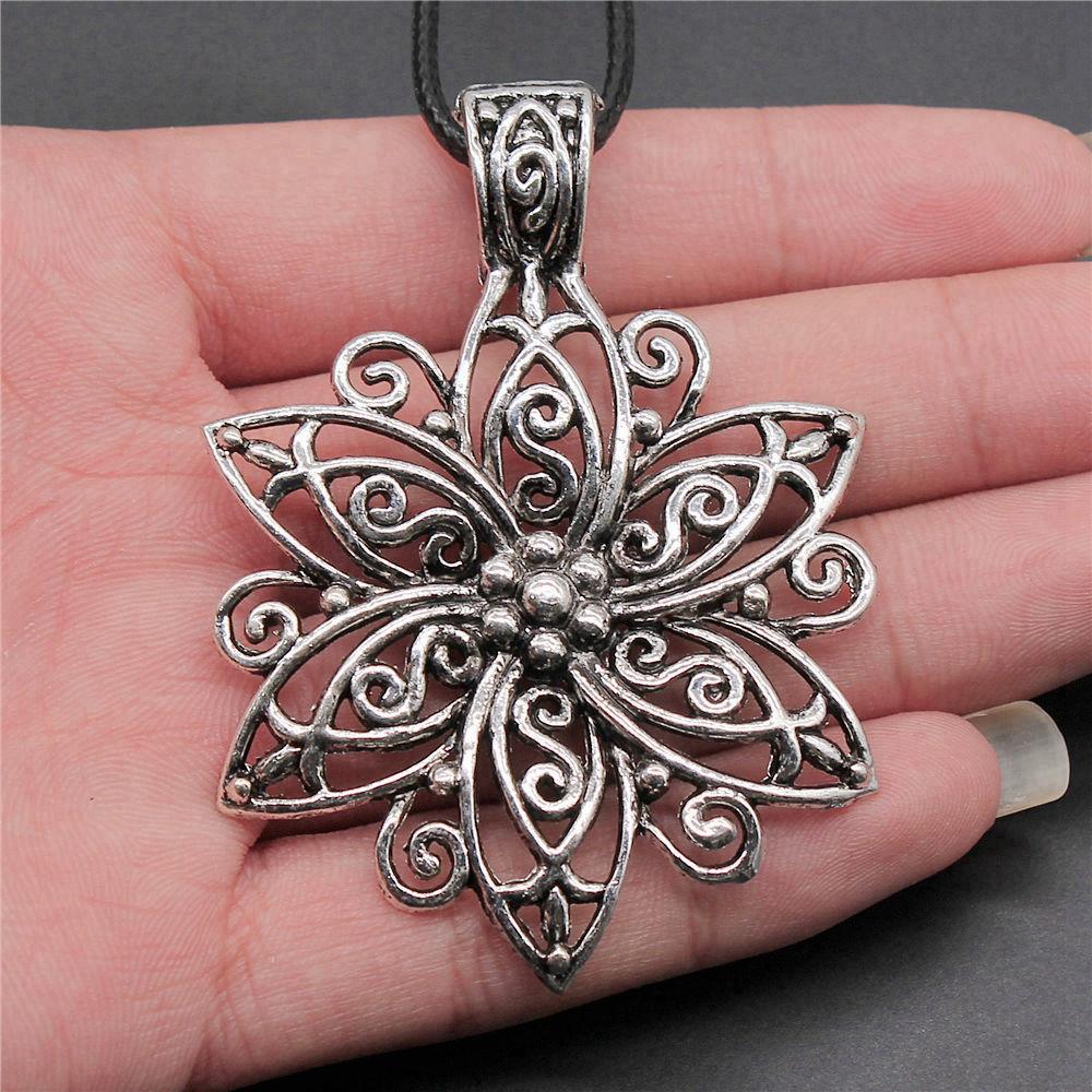 45cm Halskette Lederkette Großes Blatt Blume Kinderschmuck Materialien QN042