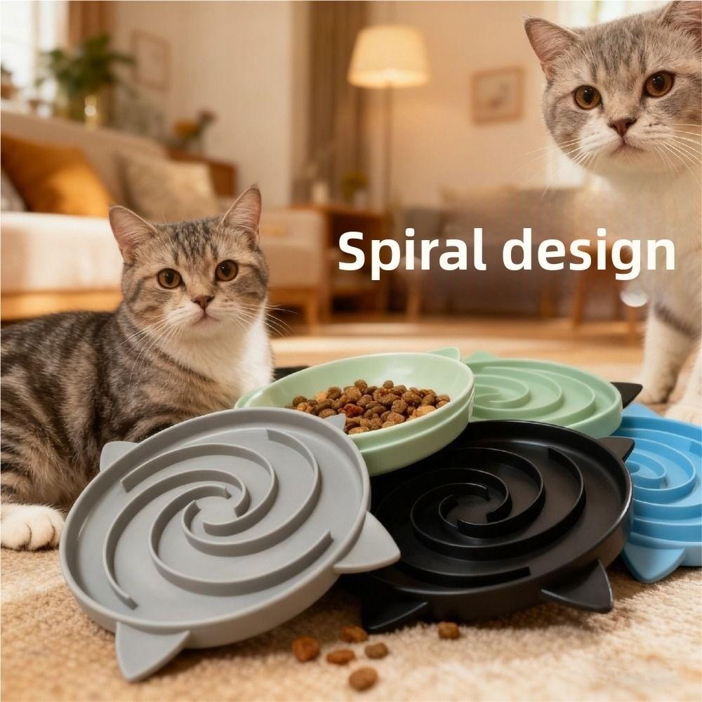 Labyrinth-Design Langsamfresser Katzennapf mit Saugfuß Katzennäpfe Heißer Futternapf für Nass- & Trockenfutter