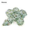 7 Pcs Silver Green Squid Metal Dice Hollow Metal Polyhedral Dice Set Suitable for Role-Playing RPG  Board Game Card Game