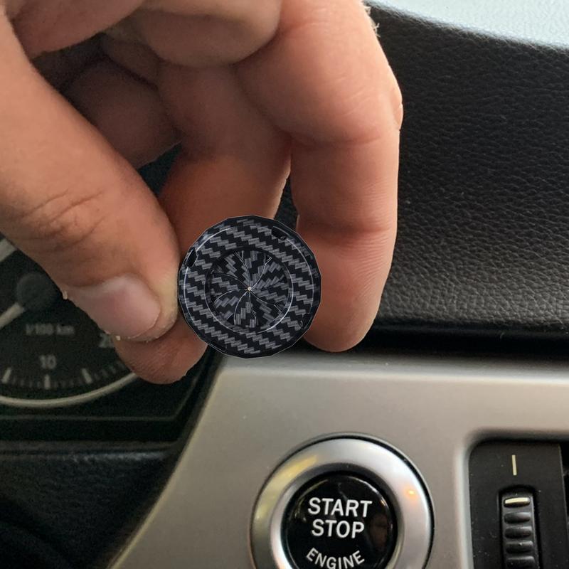 Push Start Button Cover Carbon Fiber Push Start Button Ignition Protective Cover Interior Start Stop Button Cover Car Decoration