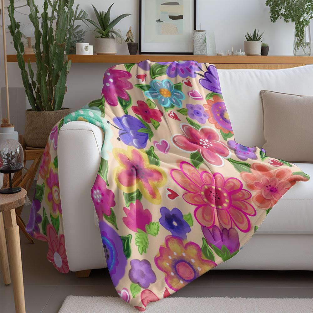 Bunte florale Fleecedecke Weiche warme Überwurfdecke für Kinder Mädchen Jugendliche Erwachsene Geschenk Dekoration Sofa Bett Zimmer Dekor