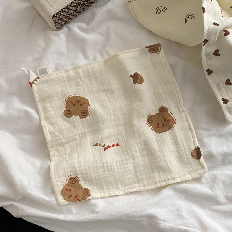 25x25cm Simple, Cute and Fresh Cotton Yarn Absorbent Face Towel Small Square Towels Soft Household Cleaning Tool Accessories