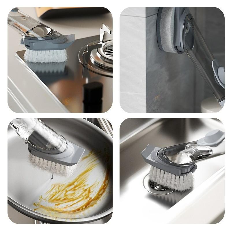 Kitchen Long-handled Hydraulic Pot Brush, Automatic Liquid Addition, Pot Brush, Cleaning Brush, Pot Brush, Dish Brush