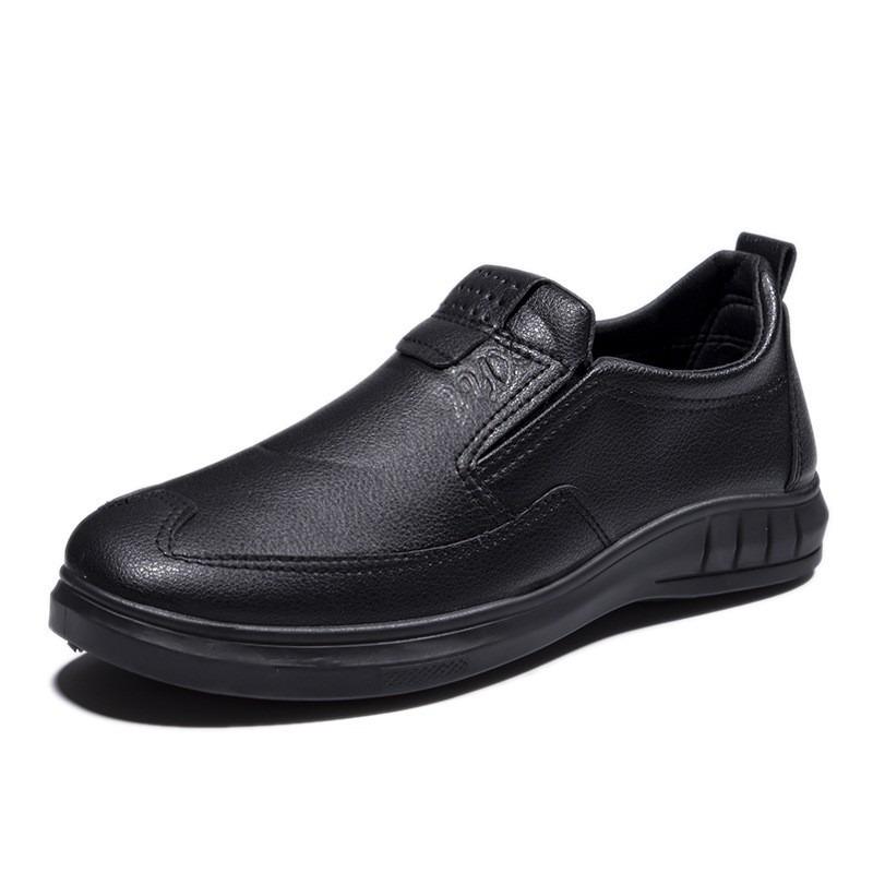 Leather shoes men's spring and autumn new soft leather soft sole light casual shoes business dress one pedal work comfortable dad shoes
