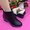Real soft leather 2025 autumn and winter new wedge heel women's leather boots warm short boots mother velvet cotton shoes versatile Martin boots tide