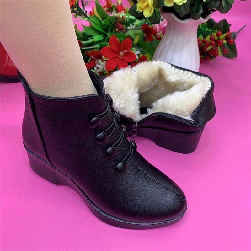 

Настоящая мягкая кожа 2025 года, осень-зима, новые женские кожаные ботинки на танкетке, теплые короткие ботинки, бархатная хлопковая обувь, универсальные ботинки Martin Tide 35