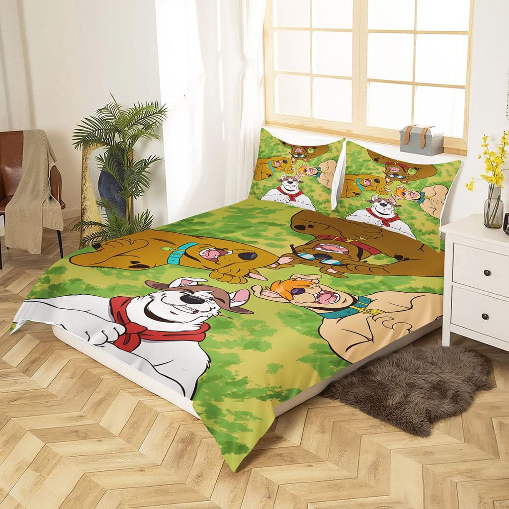 Bedding Set S-Scooby Dog Cartoon Digital Anime Printed Duvet Quilt Cover With Pillowcase For Boys Adults Bedroom Gift