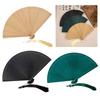 Artisanal Bamboos Folding Hand Fan Minimalists Handmade Craft Cooling Fan with Tassels Festivals Teas Ceremonies Decors