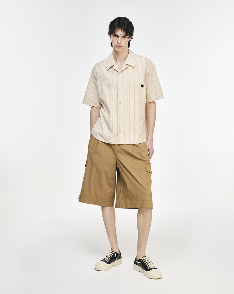 Jijelosongjio G-Zero Multi Stripe Open Collar Shirt Beige Si3Sh806Be