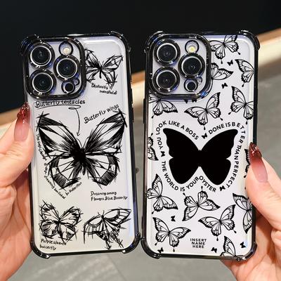 Fashion Butterfly Phone Case for iPhone 17 Air 16 15 14 Plus 13 12 11 Pro Max X Xs XR 8 E Anti-drop Transparent Soft Cover