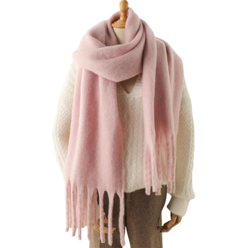 Long Tassels Neckerchief Solid Color Scarf Lightweight Yet Warm Headscarf Shawl For Casual or Formal Wear Daily