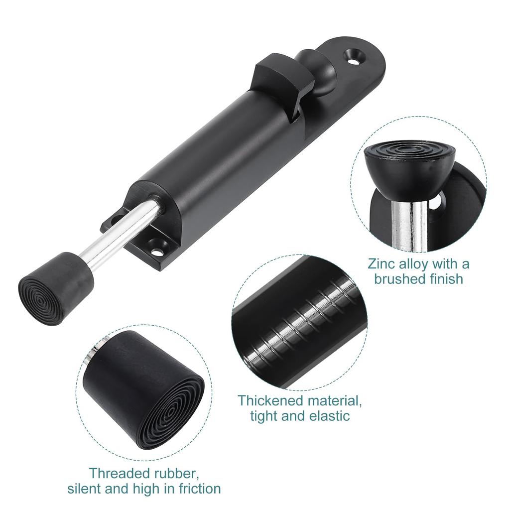 Uxcell 2er-Pack Kick-Down Türstopper, Federbelasteter teleskopischer Türstopper, Verstellbarer Türschloss-Halter für Bodenabstand, 45mm/1.77 Zoll, Schwarz