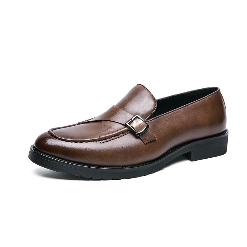 2025 Men s Spring & Autumn Formal Leather Slip-On Loafers: Pointed Toe, Casual Business Shoes 40 коричневый