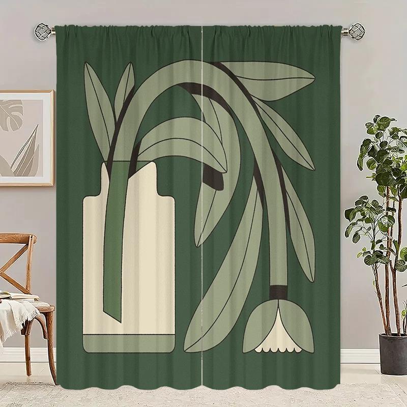 

2 шт. - Абстрактная цветочная композиция - Шторы с принтом, 100% полиэстер, подходят для штор в спальню и декора гостиной 29Wx64L(75x166CM)x2