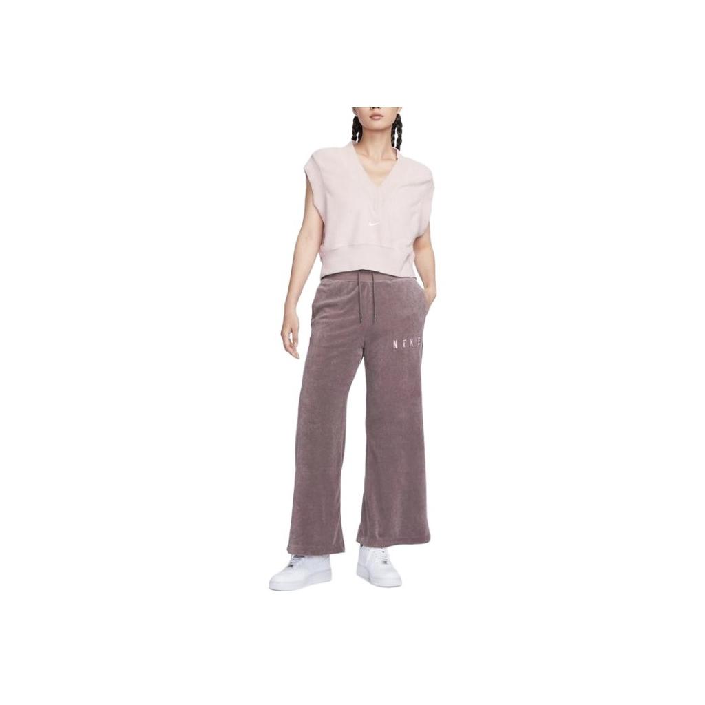 Nike Letter High-Waisted Casual Spliced Embroidered Knitted Sports Pants Women Pants Purple FV4011-257