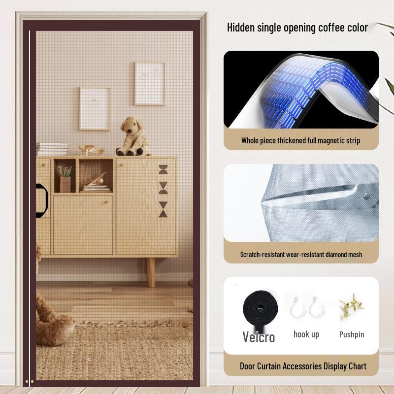 Diamond Mesh Magnetic Mosquito Door Curtain with Full-Frame Seal