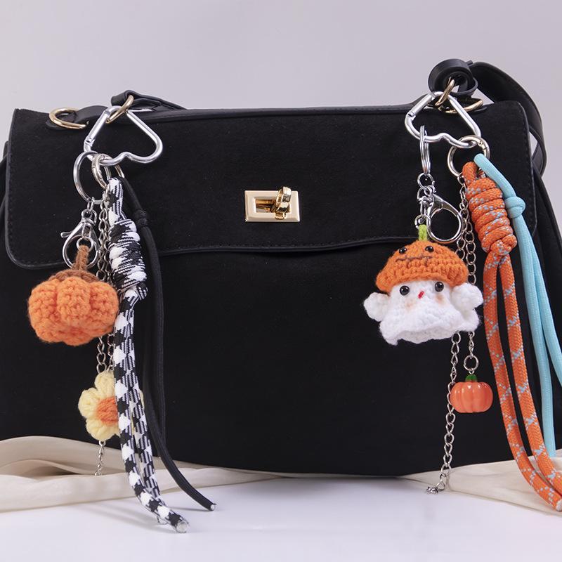 1 Piece Christmas Gifts Funny Crochet Santa Claus Doll Keychain Cute Handmade Plush Wool Knitted Santa Claus Ornament Decoration