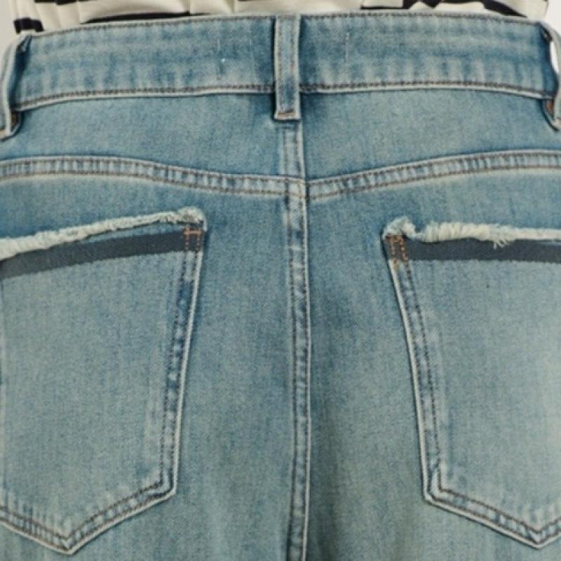 BCBG Fringe Detail Denim Pants Straight B5f7p356