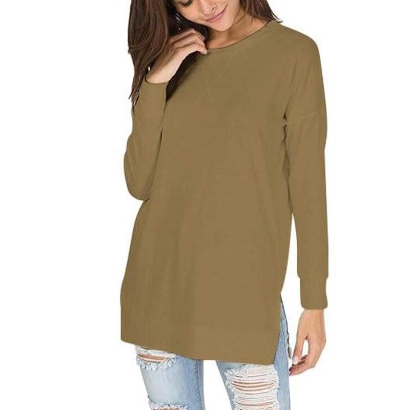 New All-match Long-sleeved T-shirt Solid Color Round Neck Casual Top Women's Autumn Bottoming Long-sleeved Underwear DB3007