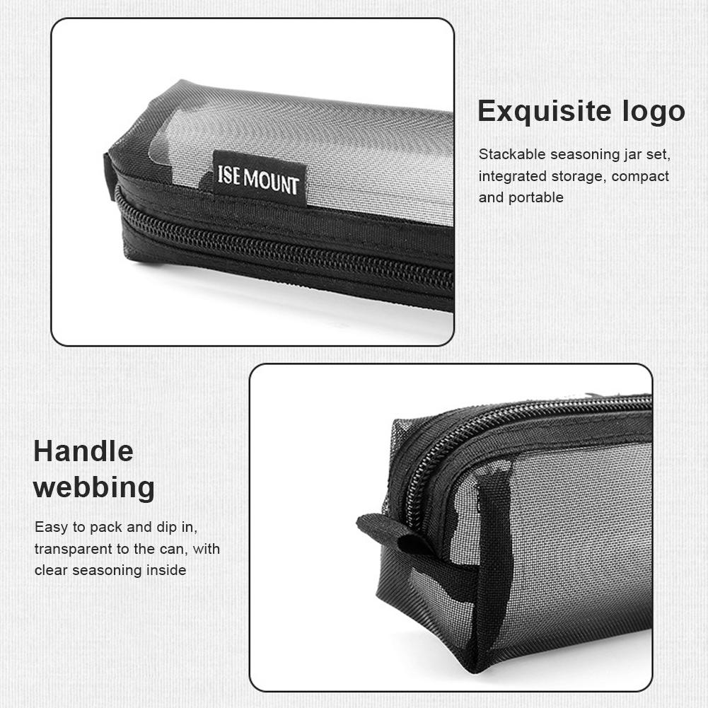 Camping Spice Kit with 5 Seasoning Bottles Portable Travel Spice Container Bag Seasoning Storage Bag for Picnic Cooking Barbecue