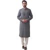 Manyavar Grey Viscose Full Sleeve Kurta Set Traditional Kurta Set for Men (L)