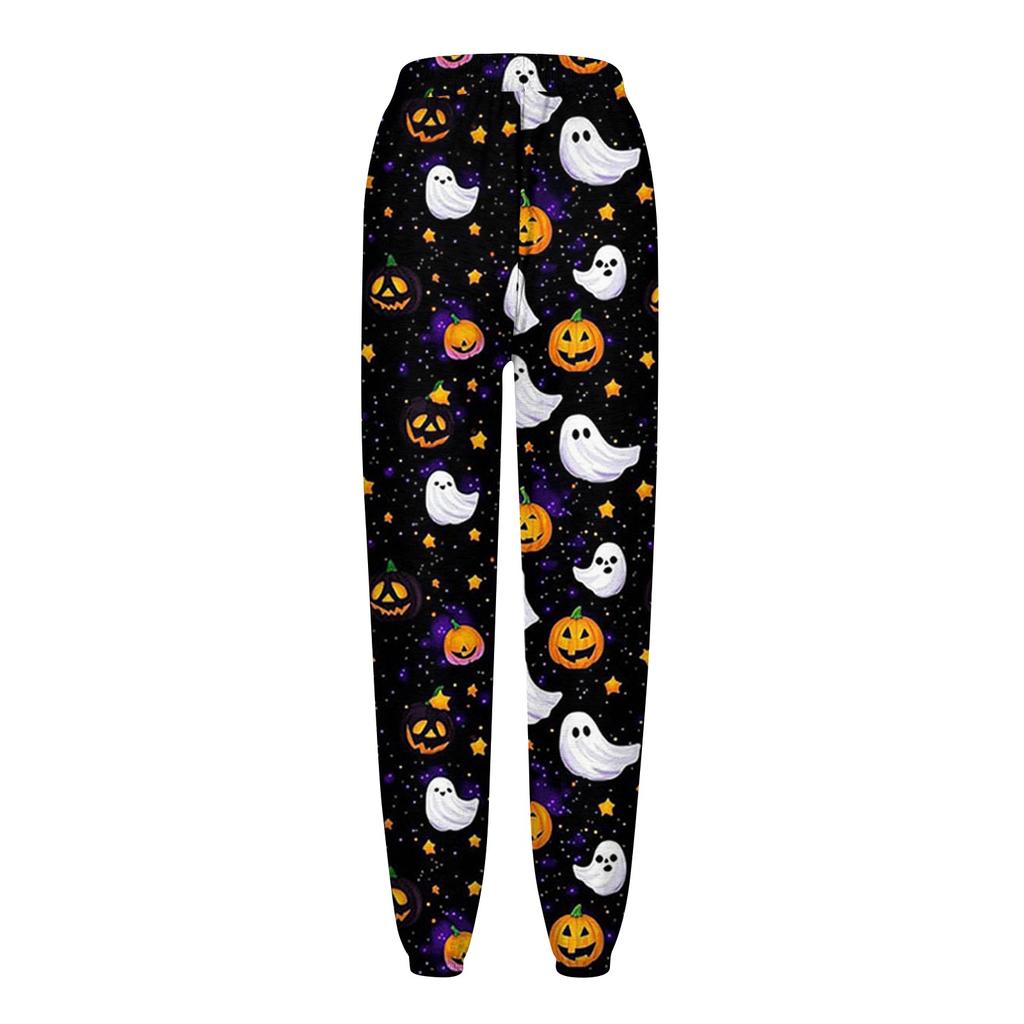 Damenmode Halloween Lockerer Kordelzug in der Taille Einfarbig Lässige Sporthose