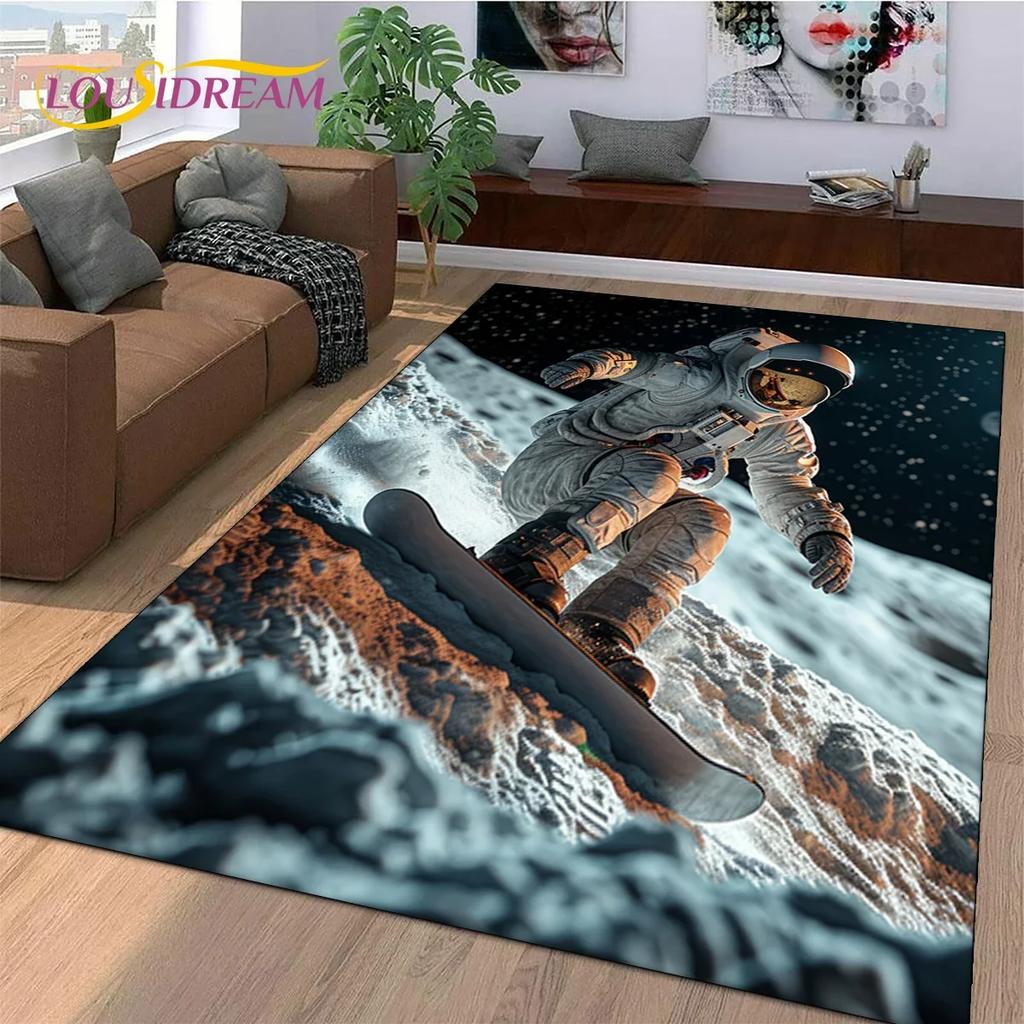 Alfombra de dibujos animados de astronauta, universo de sueños, astronauta, espacio exterior, para dormitorio, sala de estar, sofá, decoración, alfombra de piso de gran tamaño