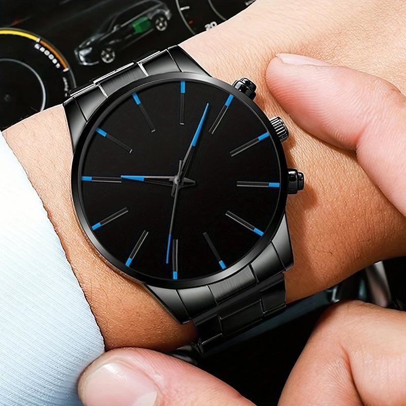 1 Set Fashionable Business Men'S Watch Necklace Ring Stylish Men'S Quartz Watch Christmas Halloween Gift