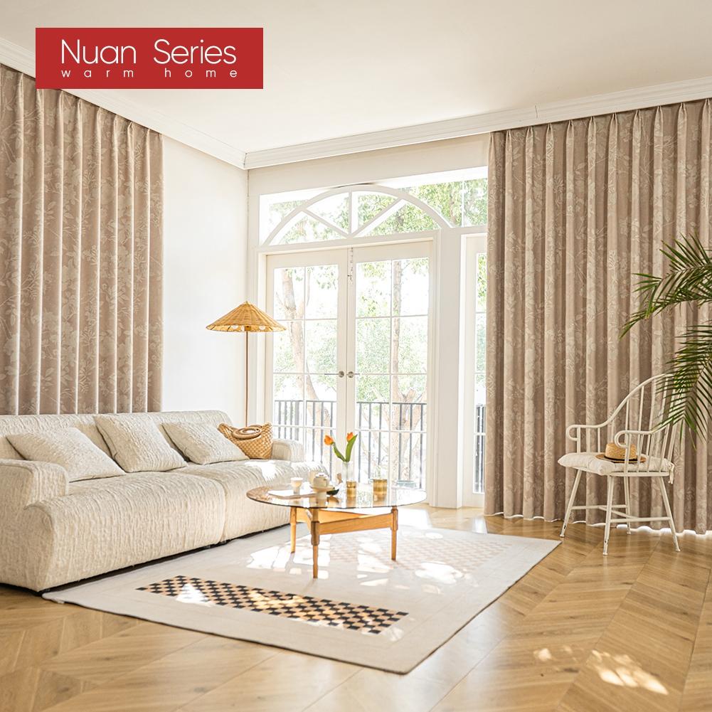 1PC Nuan Series French Gentle Printed Curtains with 70-80% Blackout for Bedroom Living Room Window for Home Decor