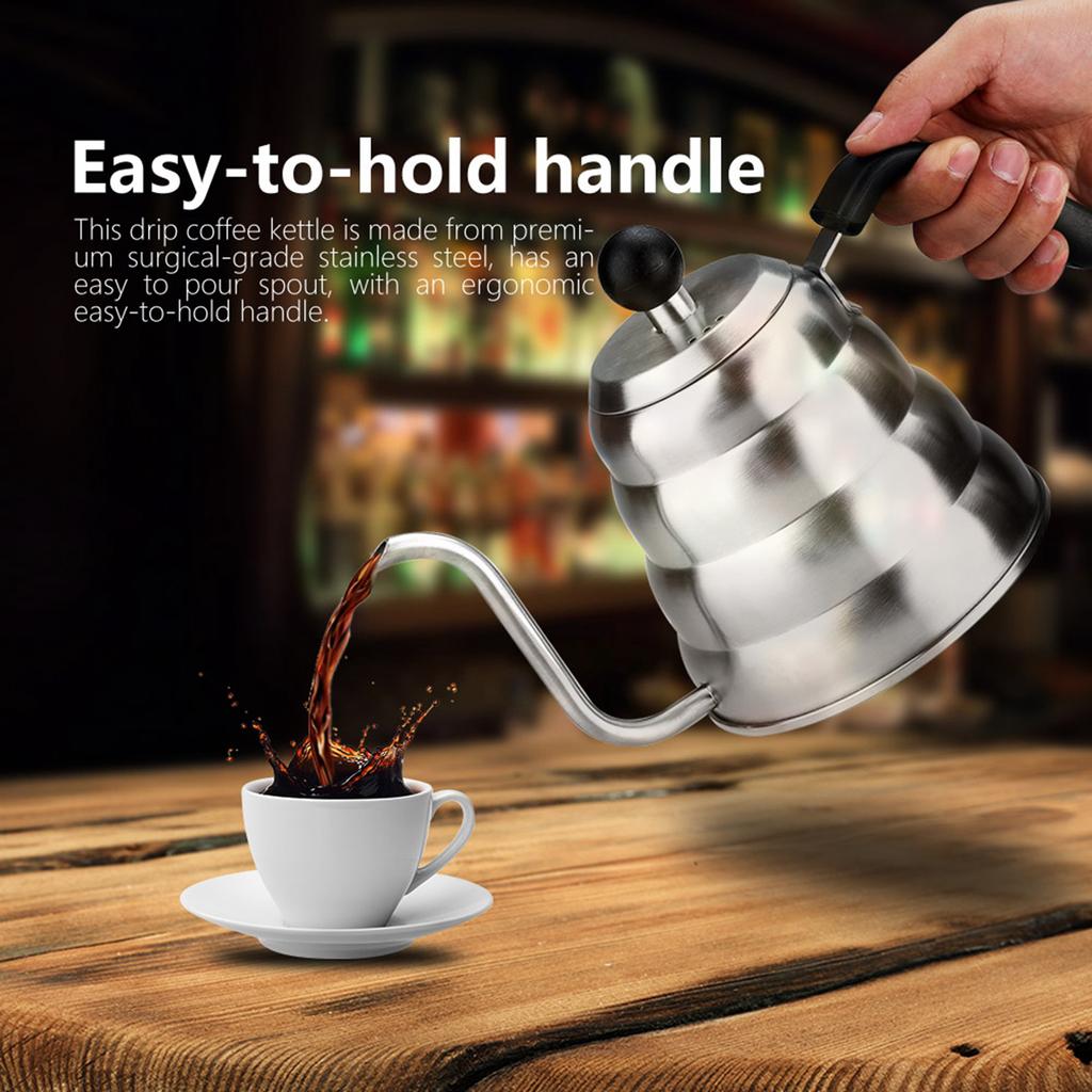 1.2L 304 Stainless Steel Pour Over Coffee Gooseneck Kettle Teapot for Home Cafe
