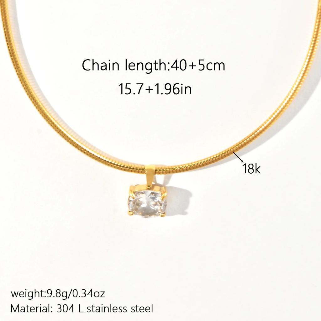 Stainless Steel Link Chain Necklace 18K Gold Plated Sparkling Crystal Pendants Adjustable Choker Style Trendy Daily Wear