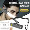 Ear Clip Headlamp 55g Ultra Lightweight Dual Light Source Heat Dissipation Power Display Focus Beam Head Mounted for Outdoor