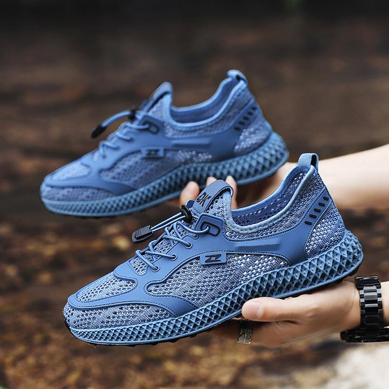 2025 summer new creek shoes wading shoes quick-drying big mesh shoes versatile breathable fly-woven shoes men's sports trendy shoes
