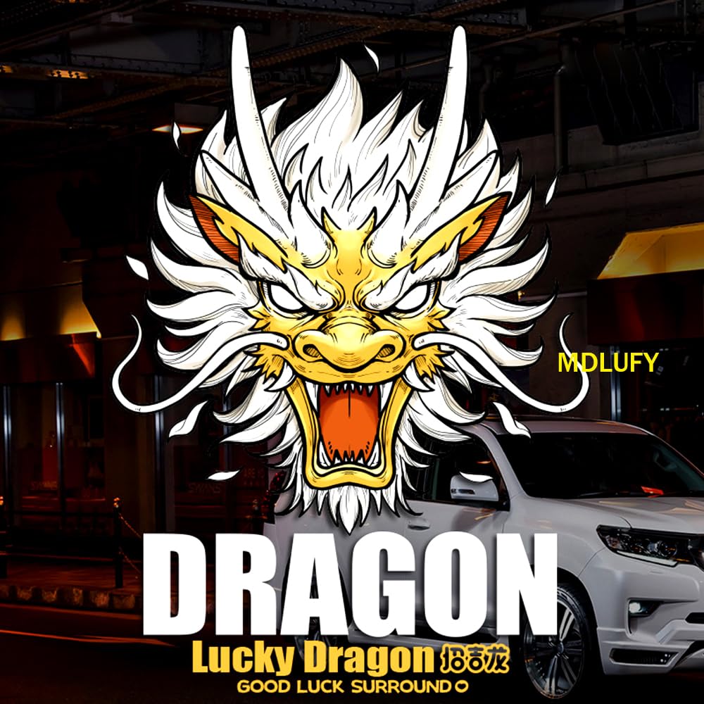 MDLUFY Dragon Car Sticker Laptop Sticker Golden Dragon Totem Sticker Waterproof Sticker Bike Sticker Dragon Animal Sticker (Golden-M) (Golden, M)