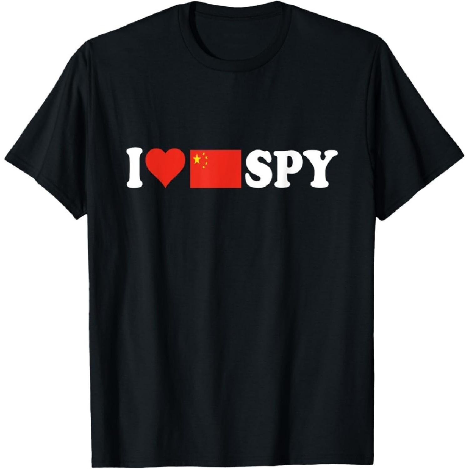 HUYTEDX I Love My Chinese Spy, I Heart Chinese Spy, China Flag T-Shirt S