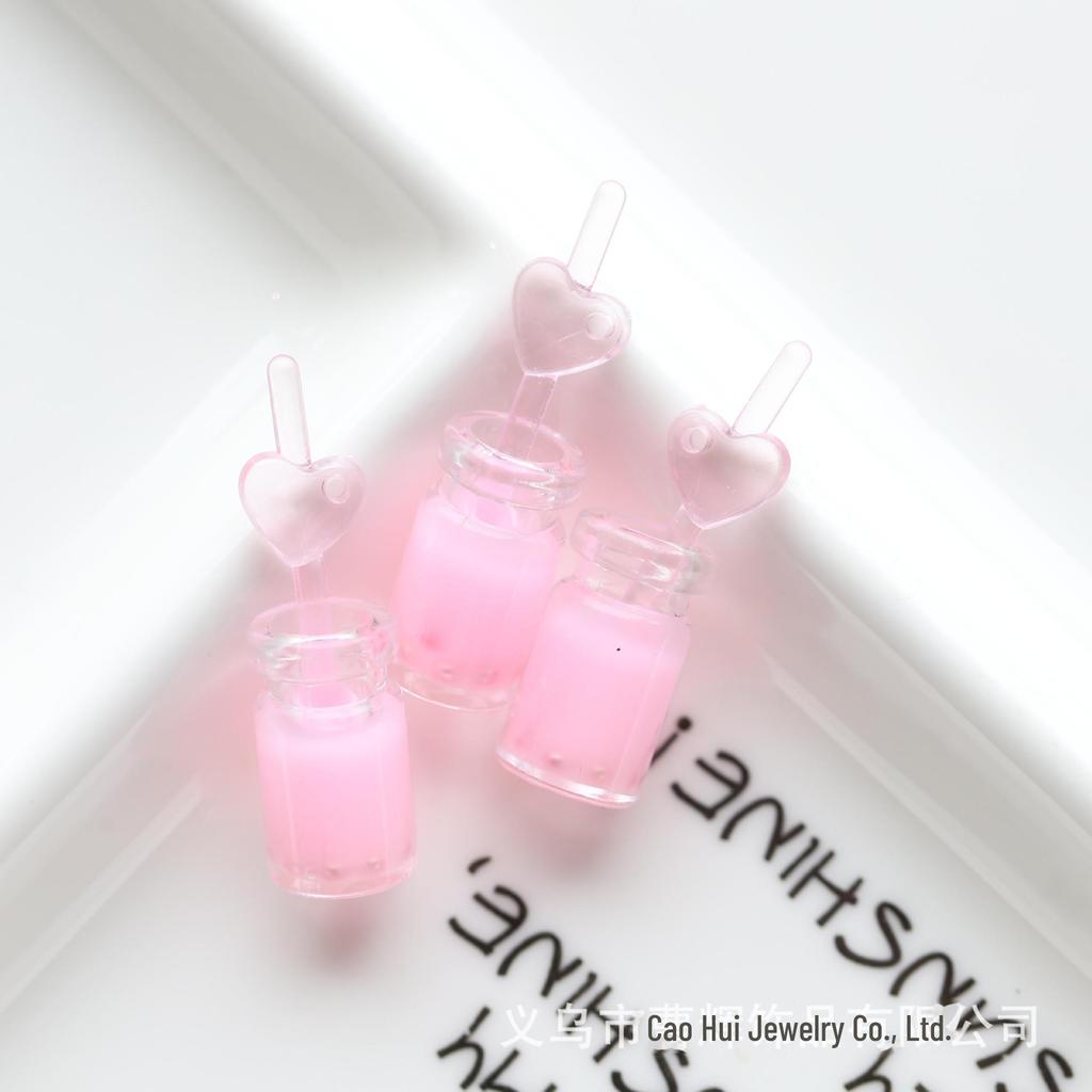 Luminous Pearl Milk Tea Straw Cup Pendant Keychain with Hanging Hole for DIY.