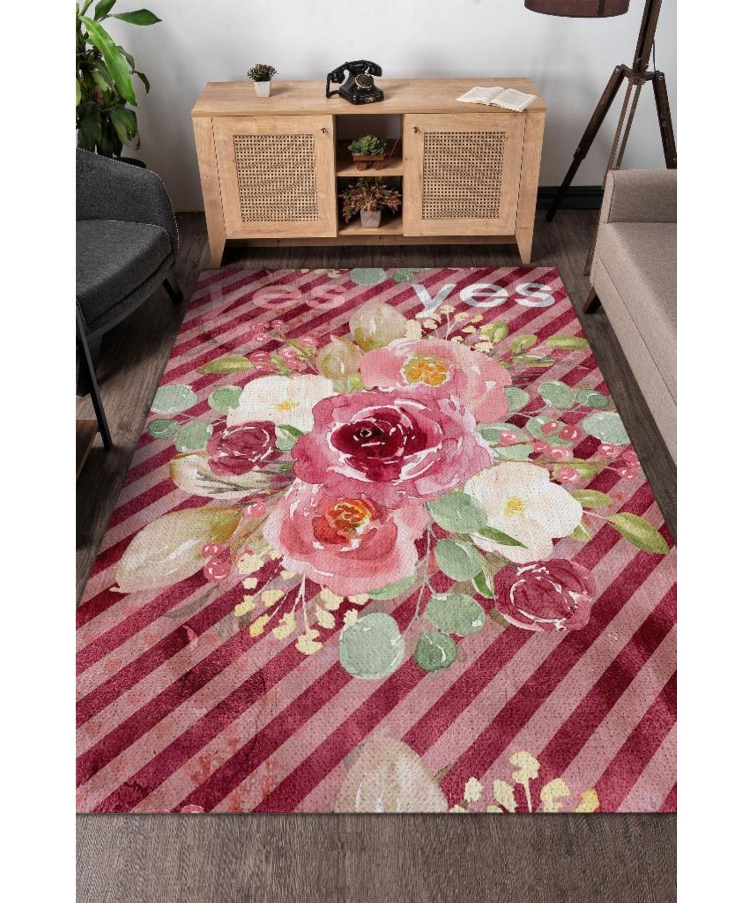 

Yes Cotton Woven Base Washable Non-Slip Decorative Home Rug
