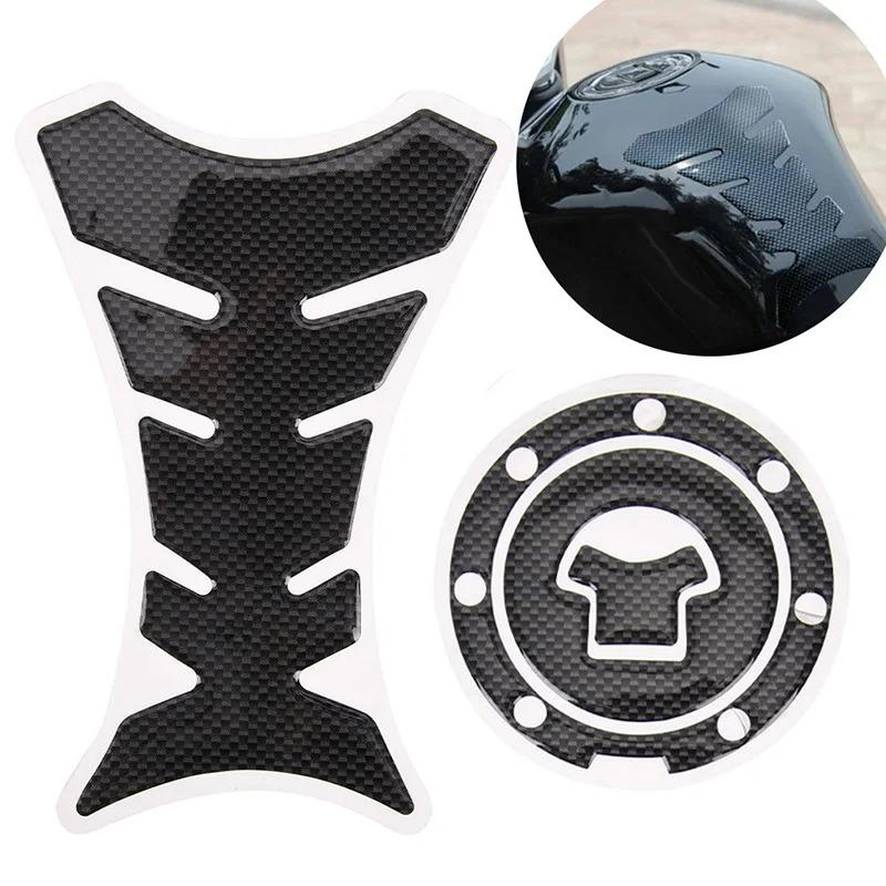 Gas Cap Cover Sticker and Protector 3D Carbon Fiber Gel Gas Fuel Tank Pad Protector Sticker Motorcycle Universal