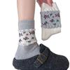 New Autumn And Winter Stacking Socks Children Mori Floral Sweet Sister Warm Medium Tube Calf Socks Contrasting Color Boneless Soft Waxy Cotton Socks
