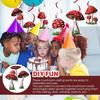 30 Pieces Birthday Party Decorations Mushroom Hanging Swirls Ceiling Streamers Mushroom Party Supplies Wonderland Foil Swirls Wall Decor for Baby