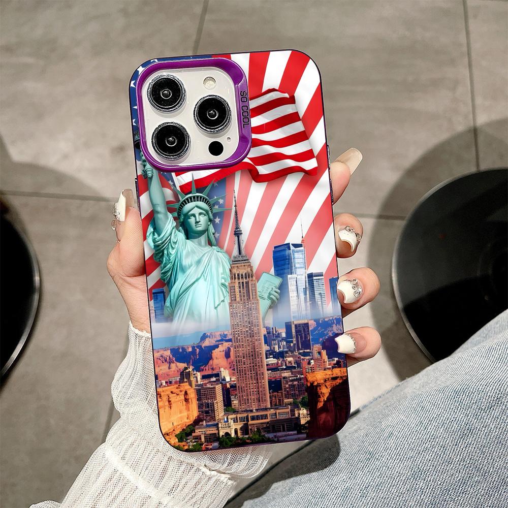 USA America Flag Purple Translucent Mobile Phone Case for iPhone 17 16 15 14 13 12 11 X XR XS Air Pro Max Plus Colorful Cover
