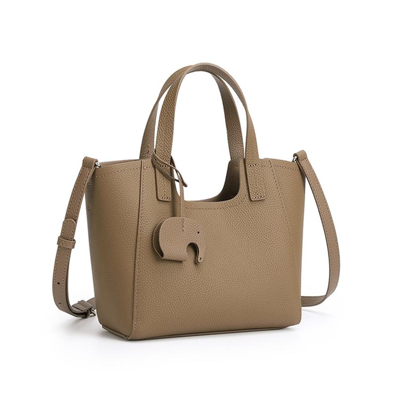 HIFASHION Minimalist Genuine Leather Tote Bags For Women Elegant Cowhide Top Handle Shoulder Bag Bucket Work Crossbody Handbags